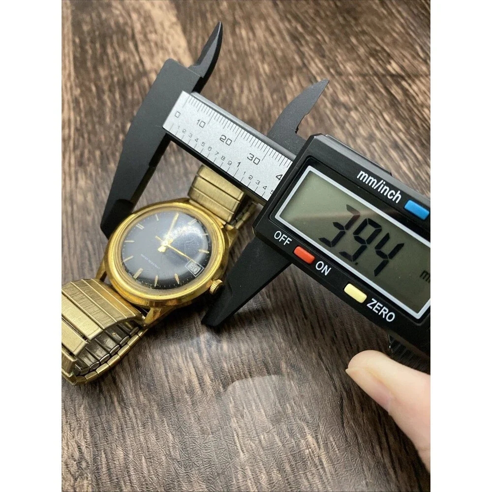 Vintage Timex Marlin Gold Mens Date Watch Mechanical Black Dial Parts and Repair